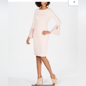 Calvin Klein blush pink chiffon bell sleeve sheath dress Size 2